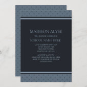 Uitnodiging voor een blauwe Stip "off-to-college" (Voorkant / Achterkant)