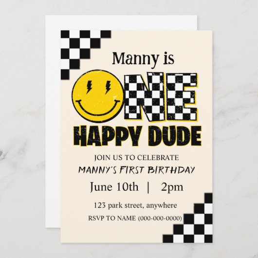 Uitnodiging voor één blije vent (Voorkant / Achterkant)