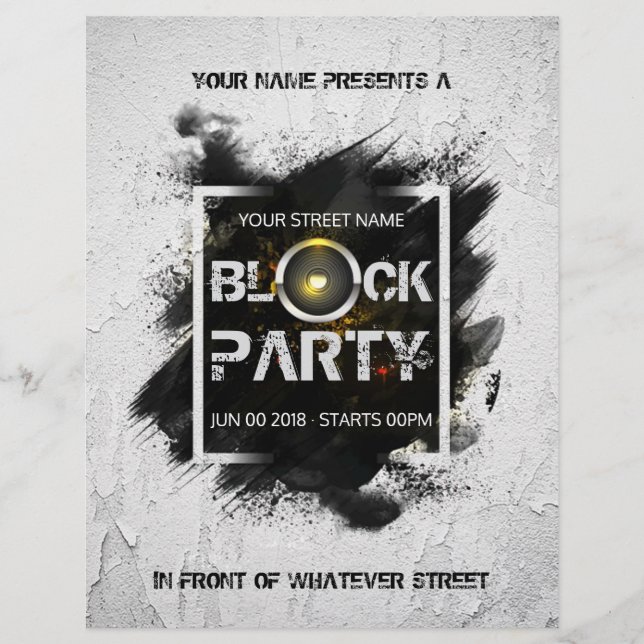 Uitnodiging voor een blockparty (Voorkant)