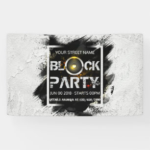 Uitnodiging voor een blockparty spandoek