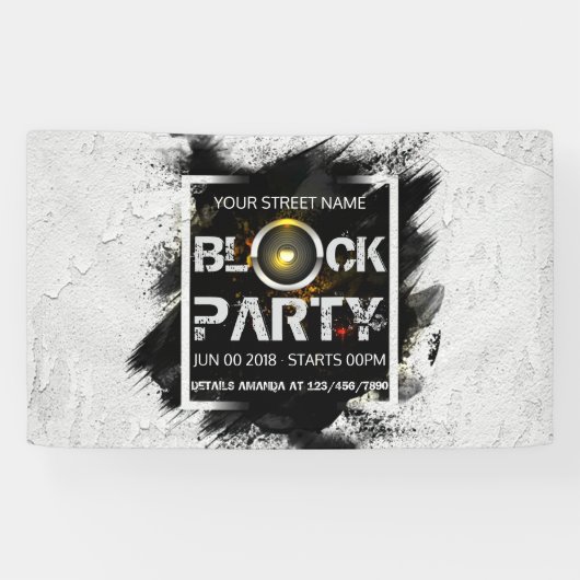 Uitnodiging voor een blockparty spandoek (Horizontaal)