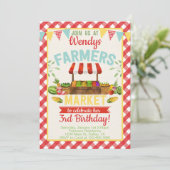Uitnodiging voor een boerenmarkt voor verjaardagsf (Staand voorkant)