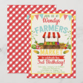 Uitnodiging voor een boerenmarkt voor verjaardagsf (Voorkant / Achterkant)