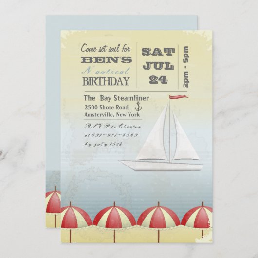  uitnodiging voor een boot (Voorkant / Achterkant)