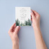 Uitnodiging voor een bosbruiloft met budget dennen flyer (Hand)