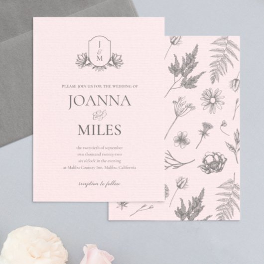  uitnodiging voor een botanische bruiloft