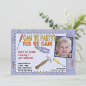 Uitnodiging voor een bouwpartij met foto (Staand voorkant)