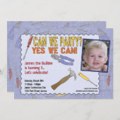 Uitnodiging voor een bouwpartij met foto (Voorkant / Achterkant)