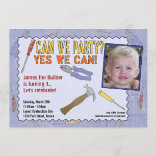 Uitnodiging voor een bouwpartij met foto