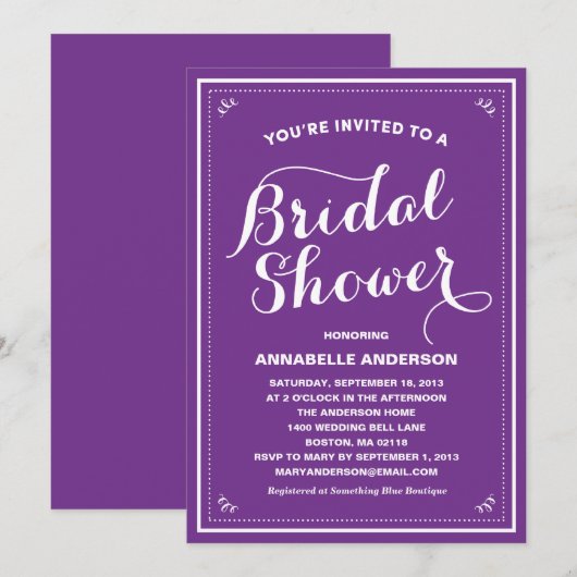  uitnodiging voor een bridale douche (Voorkant / Achterkant)