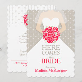 Uitnodiging voor een bride red bouquet grafisch vr