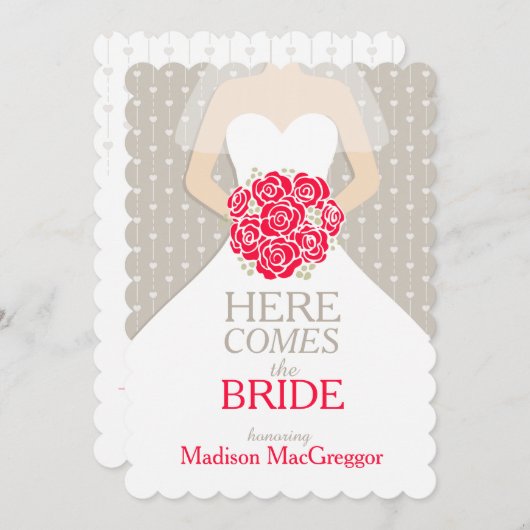 Uitnodiging voor een bride red bouquet grafisch vr (Voorkant / Achterkant)