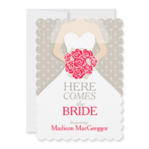 Uitnodiging voor een bride red bouquet grafisch vr