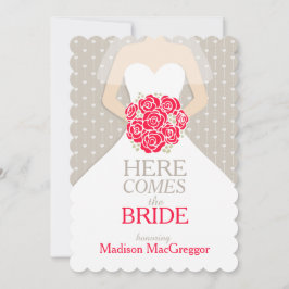 Uitnodiging voor een bride red bouquet grafisch vr