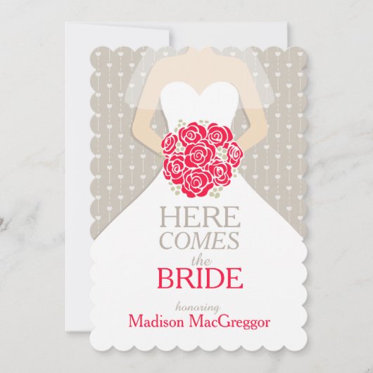 Uitnodiging voor een bride red bouquet grafisch vr (Voorkant)