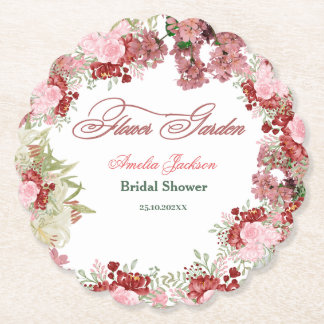 Uitnodiging voor een bruidsfeest in de bloementuin kartonnen onderzetters