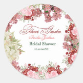 Uitnodiging voor een bruidsfeest in de bloementuin ronde sticker (Voorkant)