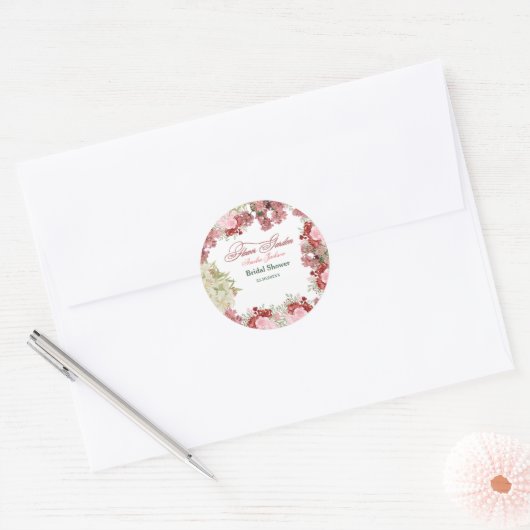 Uitnodiging voor een bruidsfeest in de bloementuin ronde sticker (Envelop)
