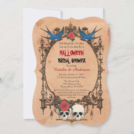 Uitnodiging voor een bruidsshower met Halloween-th (Voorkant)