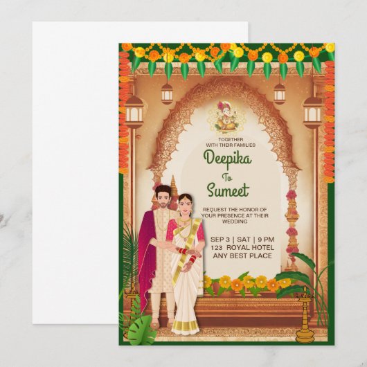 Uitnodiging voor een bruiloft (Voorkant / Achterkant)