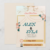 Uitnodiging voor een bruiloft - Bewerkbare sjabloo (Voorkant / Achterkant)