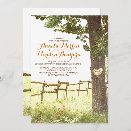 uitnodiging voor een bruiloft in een rustige thuis (Voorkant / Achterkant)