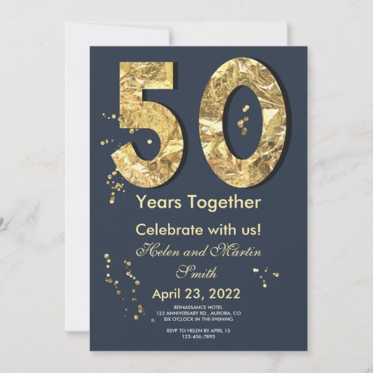 Uitnodiging voor een bruiloft Jubileum van 50 jaar (Voorkant)