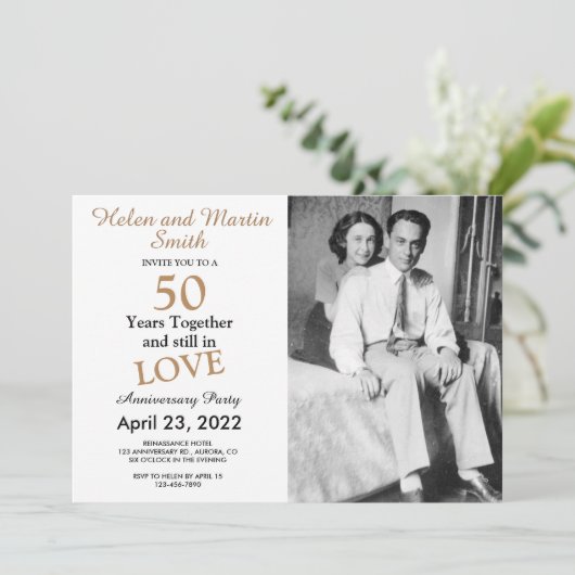Uitnodiging voor een bruiloft Jubileum van 50 jaar (Staand voorkant)