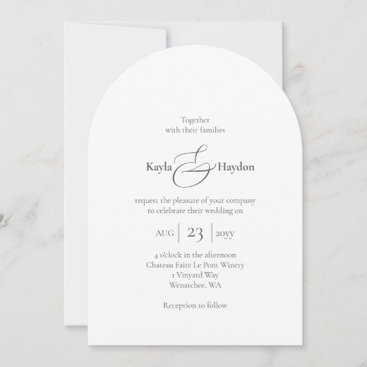 Uitnodiging voor een bruiloft met alleen tekst, Ba (Voorkant)