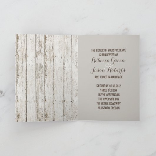  uitnodiging voor een bruiloft met barnhout (Binnen)