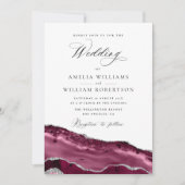 uitnodiging voor een bruiloft met burgundy en zilv (Voorkant)