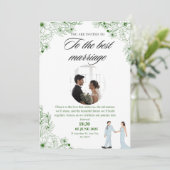 Uitnodiging voor een bruiloft met een geweldig ont (Staand voorkant)