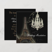Uitnodiging voor een bruiloft met kroonluchter en  (Voorkant / Achterkant)