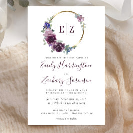 Uitnodiging voor een bruiloft met monogram en paar