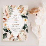 uitnodiging voor een bruiloft met pampas<br><div class="desc">Een rustige bohemen bruiloft nodigt uit met een waterverf floral bohemian thema design met elegante scriptkalligrafie.</div>