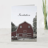 uitnodiging voor een bruiloft met rode barn (Voorkant)