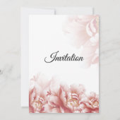 Uitnodiging voor een bruiloft met roze bloemen van (Achterkant)