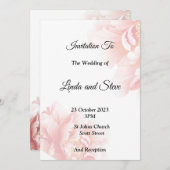 Uitnodiging voor een bruiloft met roze bloemen van (Voorkant / Achterkant)