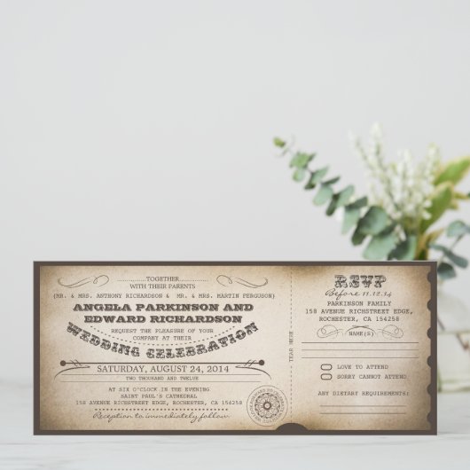  uitnodiging voor een bruiloft met RSVP-ontwerp (Staand voorkant)