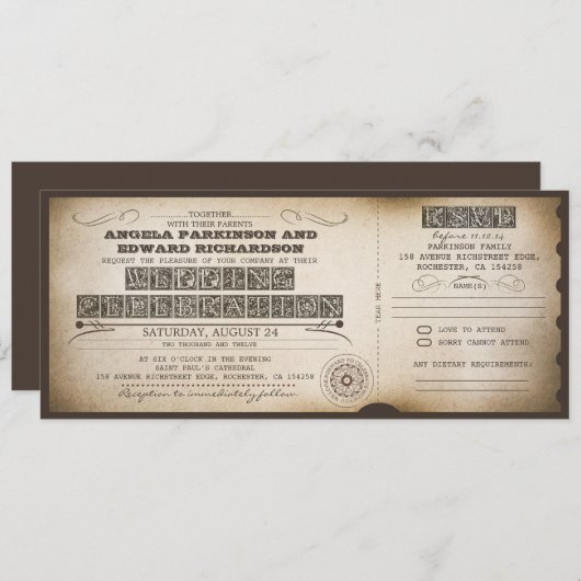  uitnodiging voor een bruiloft met RSVP-ontwerp (Voorkant / Achterkant)