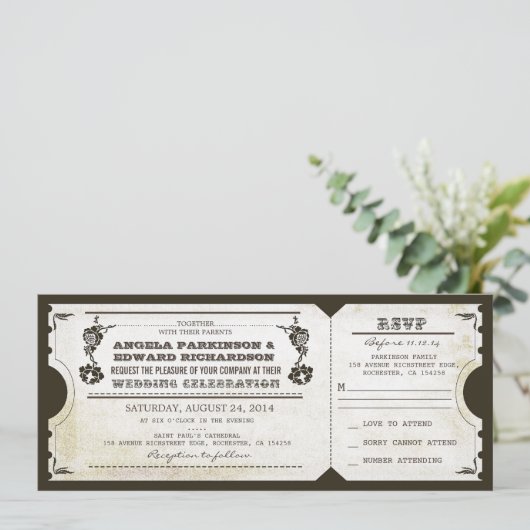 uitnodiging voor een bruiloft met RSVP-ontwerp (Staand voorkant)