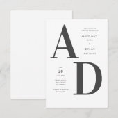 Uitnodiging voor een bruiloft met vetgedrukte init (Voorkant / Achterkant)