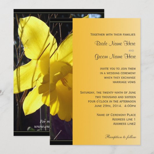 uitnodiging voor een bruiloft met zonnebloemen (Voorkant / Achterkant)