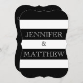 uitnodiging voor een bruiloft met zwarte en witte  (Voorkant / Achterkant)