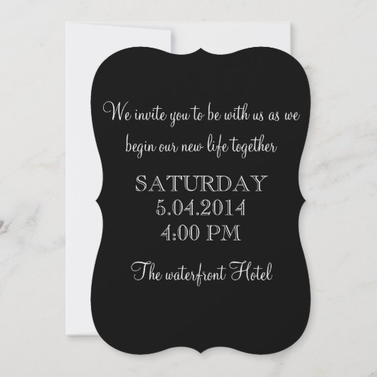 uitnodiging voor een bruiloft met zwarte en witte  (Achterkant)