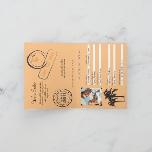 Uitnodiging voor een bruiloft naar Thailand (Binnen)