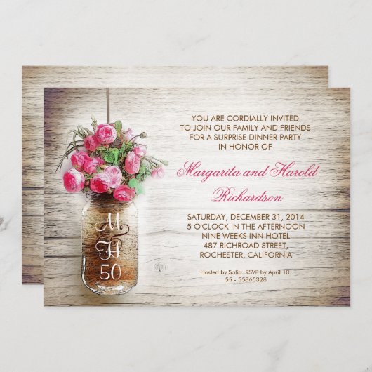 uitnodiging voor een bruiloft op een rustige mason (Voorkant / Achterkant)