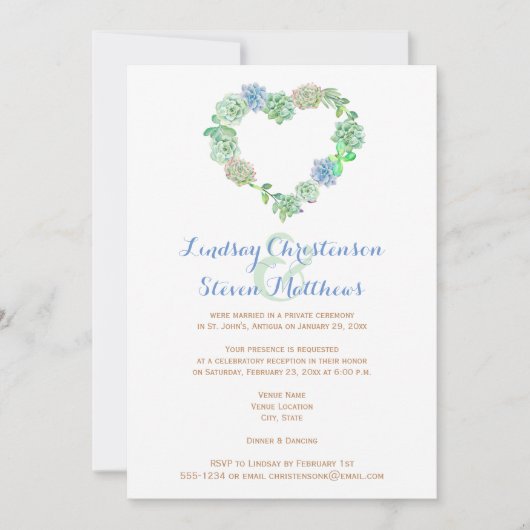 Uitnodiging voor een bruiloft | Succulenten en zan (Voorkant)