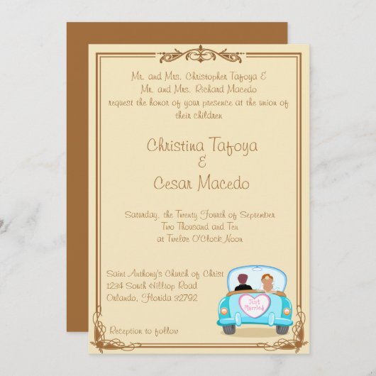 Uitnodiging voor een bruiloft van 5 dagen (Voorkant / Achterkant)