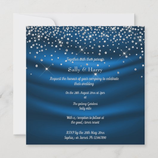 Uitnodiging voor een bruiloft van Royal Blue Diamo (Voorkant)